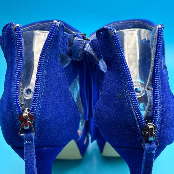 Steve Madden Bakirr Women Ankle Strap Fringe Cobalt Suede Sandals Size 7 EUC - Picture 8 of 13
